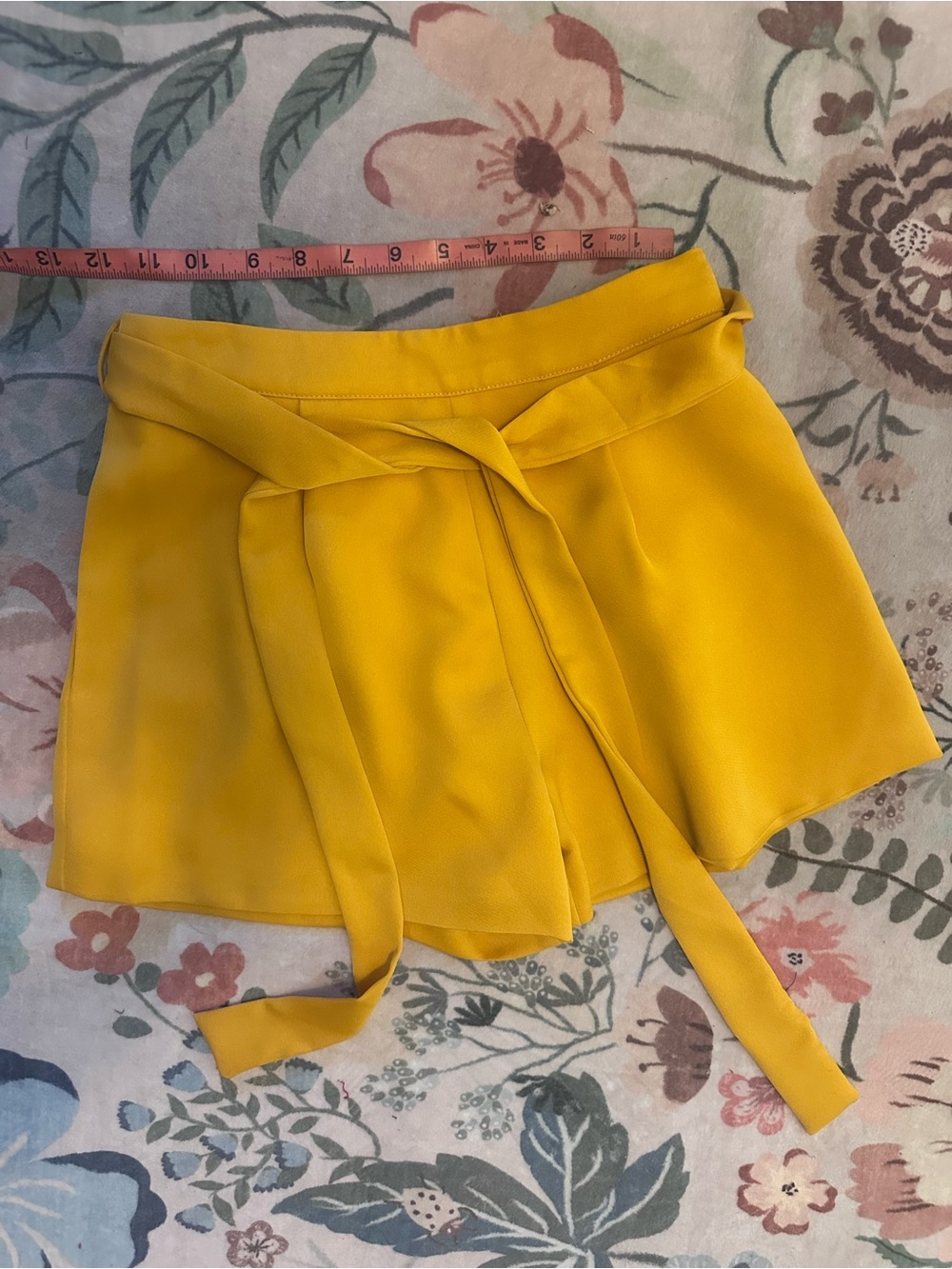 L'Academie Yellow Tie-Waist Skort Shorts